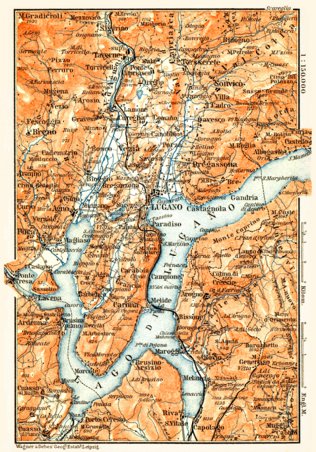 Lugano and environs map, 1898