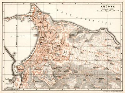 Ancona city map, 1909