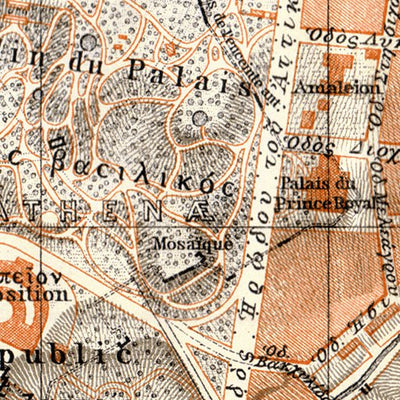 Athens (Αθήνα) city map, 1908