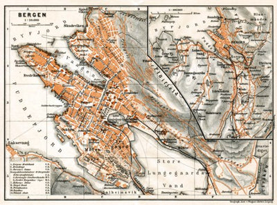 Bergen city map, 1910