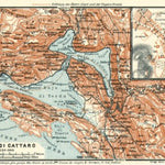 Map of the Gulf of Kotor (Boka Kotorska) and Cetinje town plan, 1913 (1:9,000 scale)