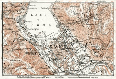 Como Lake and its environs map, 1909