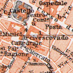 Ferrara city map, 1908