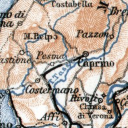 Garda Lake and its environs, region map, 1910