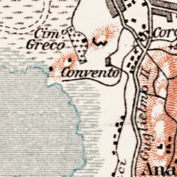 Corfu Isle map, 1908. With town plan of Corfu (Kerkyra) [Inset]