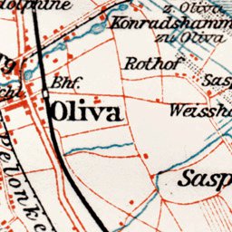 Danzig (Gdańsk) environs map, 1911