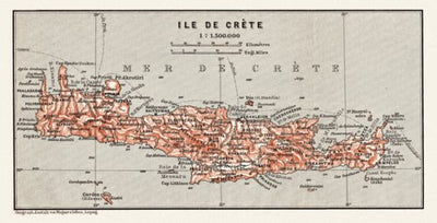 Crete (Κρήτη, Krḗtē) map, 1908