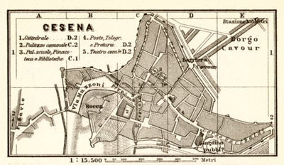 Cesena city map, 1909