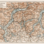 Italian Lakes. Como Lake, Lugano Lake and Lake Maggiore with their environs, region map, 1903