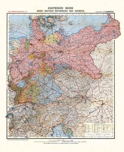 Deutsches Reich. Map of the German Empire, 1903