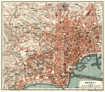 Naples (Napoli) city map, 1929