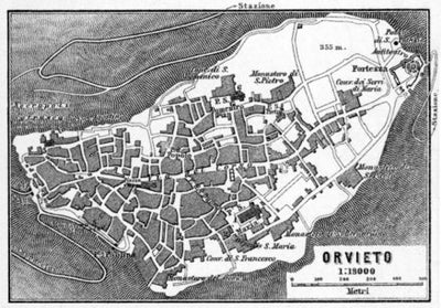 Orvieto city map, 1898