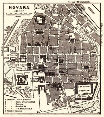 Novara city map, 1908