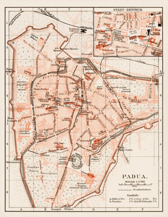 Padua (Padova) city map, 1903
