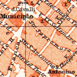 Piacenza (Placentia) city map, 1908