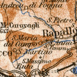 Italian Genoese/Levantian Riviera (Riviére) from Genua to Sestri Levante map, 1929