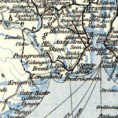 Norway, southern part. Railway network map, 1913