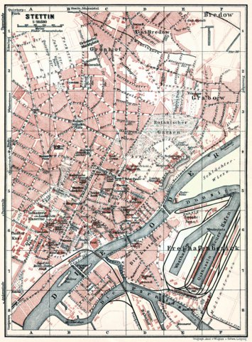 Stettin (Szczecin) city map, 1911