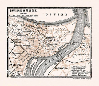 Swinemünde (Swinoujscie) town plan, 1911