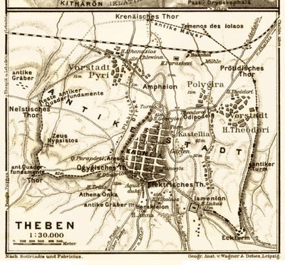 Theben (Thebae, Θήβα) site map, 1908
