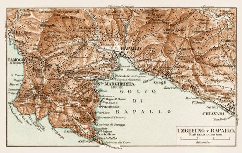 Map of the environs of Rapallo, 1913 by Waldin | Avenza Maps