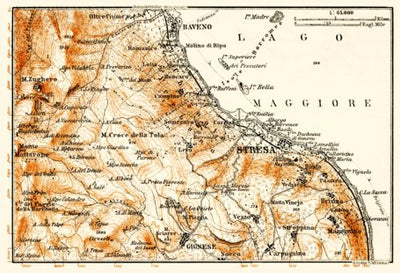 Baveno and Stresa environs map, 1908