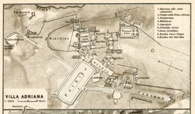 Hadrian's Villa (Villa Adriana) site plan, 1909