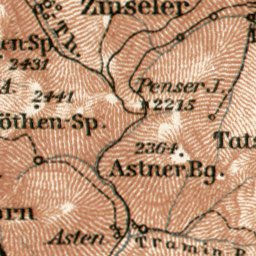 Sterzing, Bressanone (Brixen) and Merano (Meran) environs map, 1906