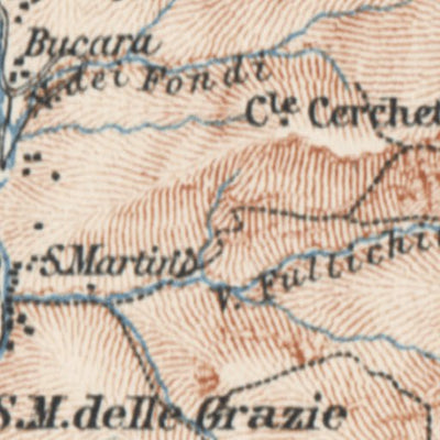 Cava de Tirreni to Amalfi district map, 1898