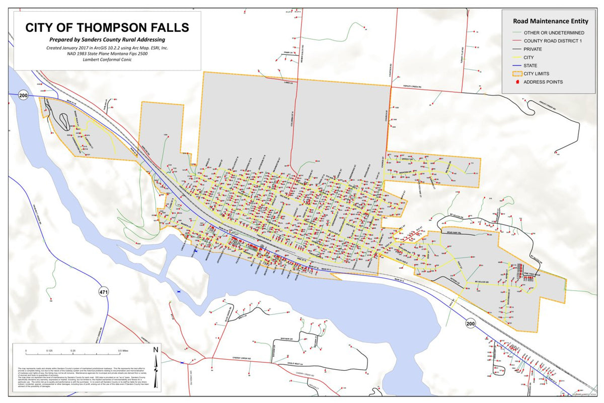 CITY OF THOMPSON FALLS Map by Sanders County, Montana Avenza Maps