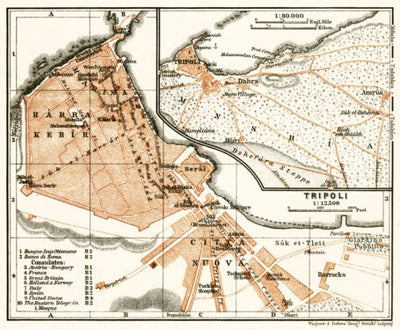 Tripoli (طرابلس‎) city map, 1911