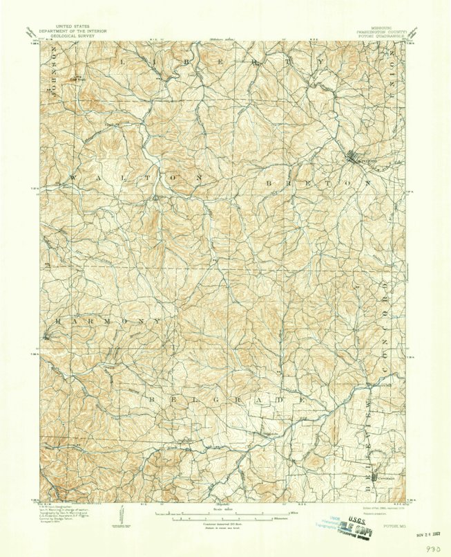 Potosi, MO (1906, 62500Scale) Map by United States Geological Survey