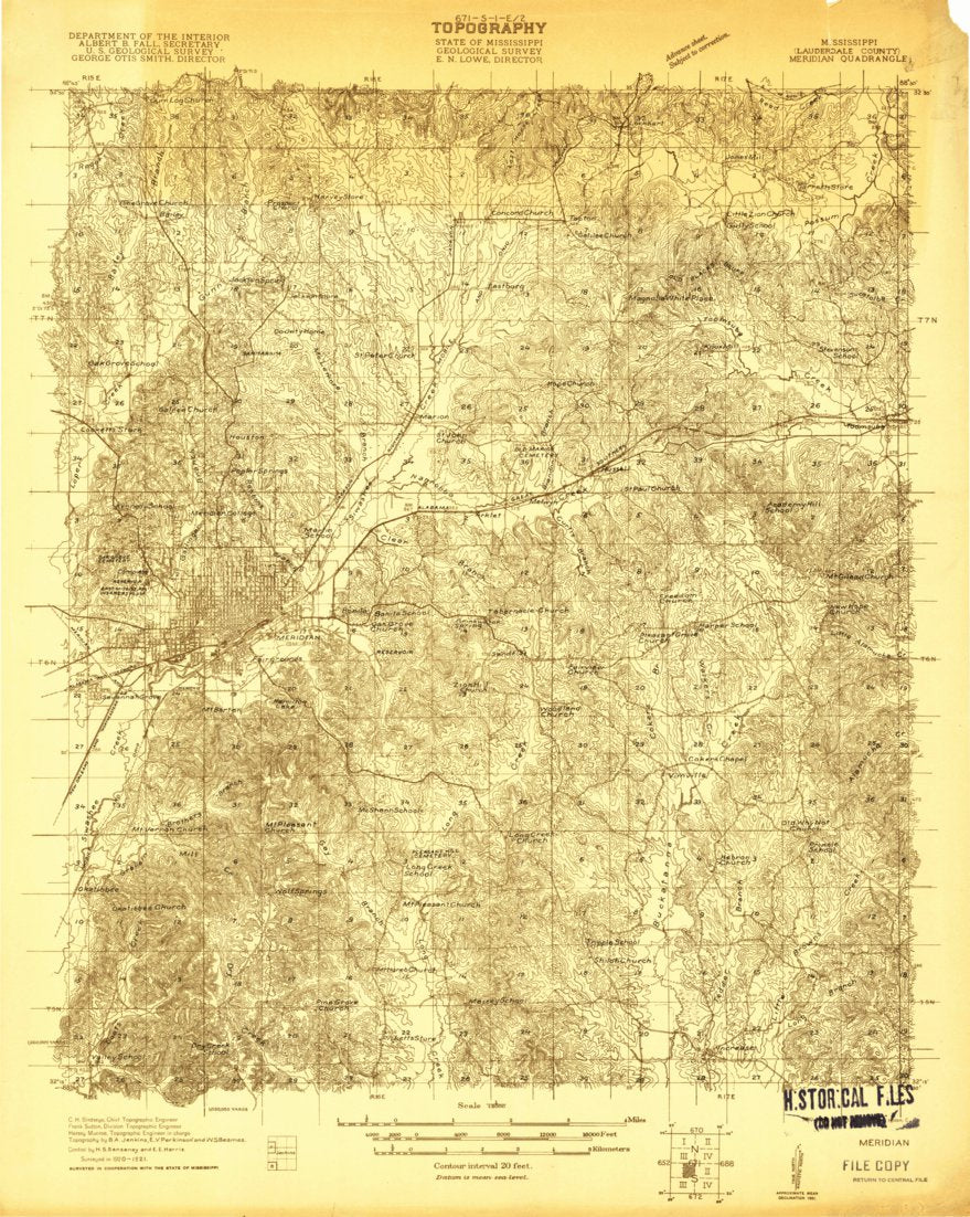 Meridian, MS (1921, 48000Scale) Map by United States Geological Survey