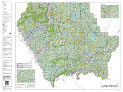 Coconino National Forest Travel Map, South Half