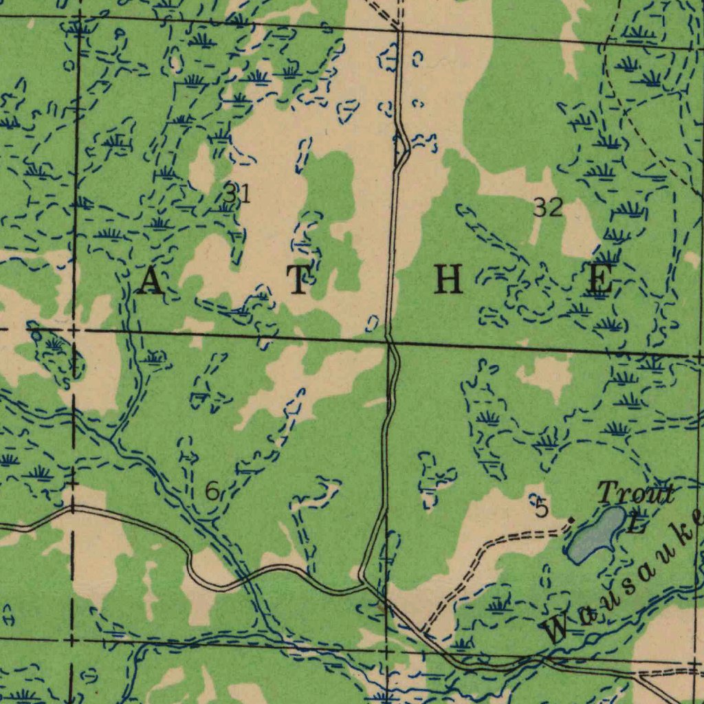 Athelstane, WI (1942, 48000Scale) Map by United States Geological Survey Avenza Maps