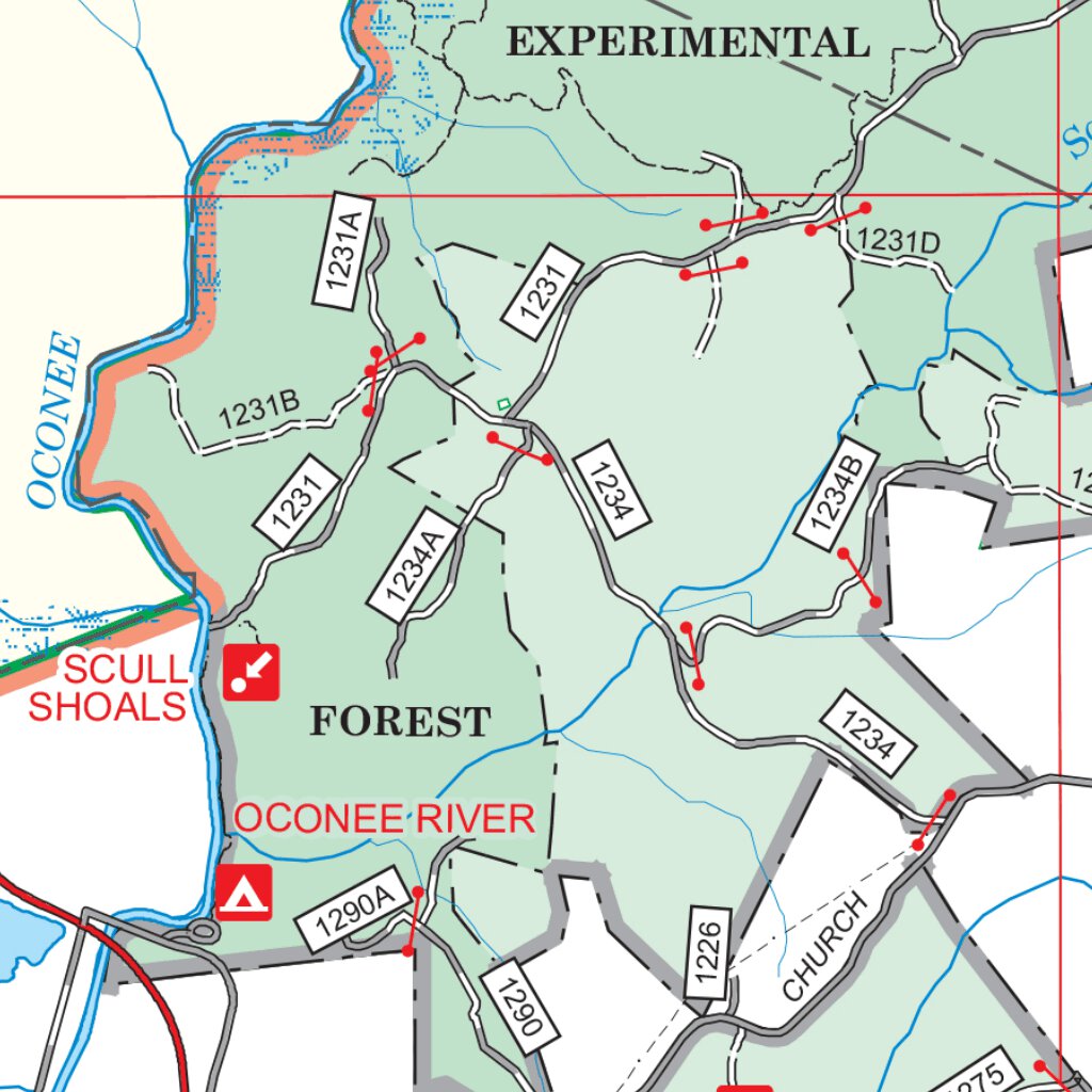 Oconee National Forest Visitor Map By Us Forest Service R8 Avenza Maps