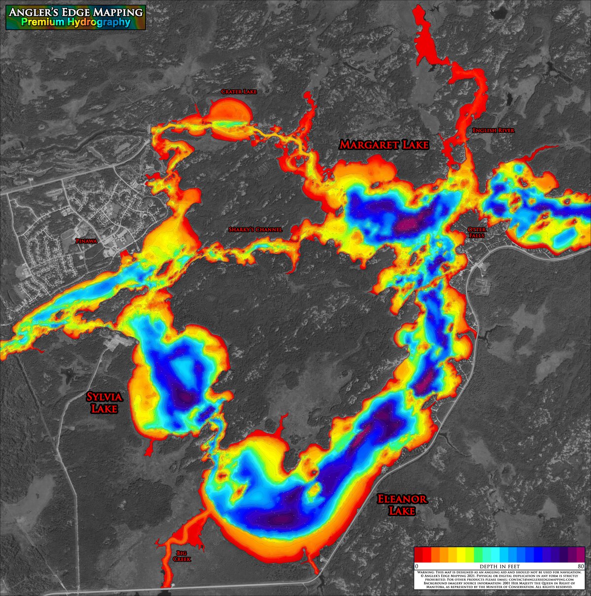 AEM Seven Sisters Reservoir: Pinawa to Otter Falls Map by Angler's Edge