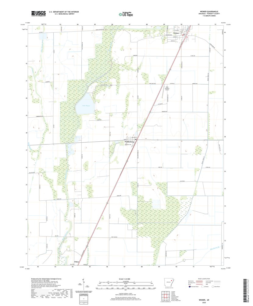 Weiner, AR (2020, 24000Scale) Map by United States Geological Survey