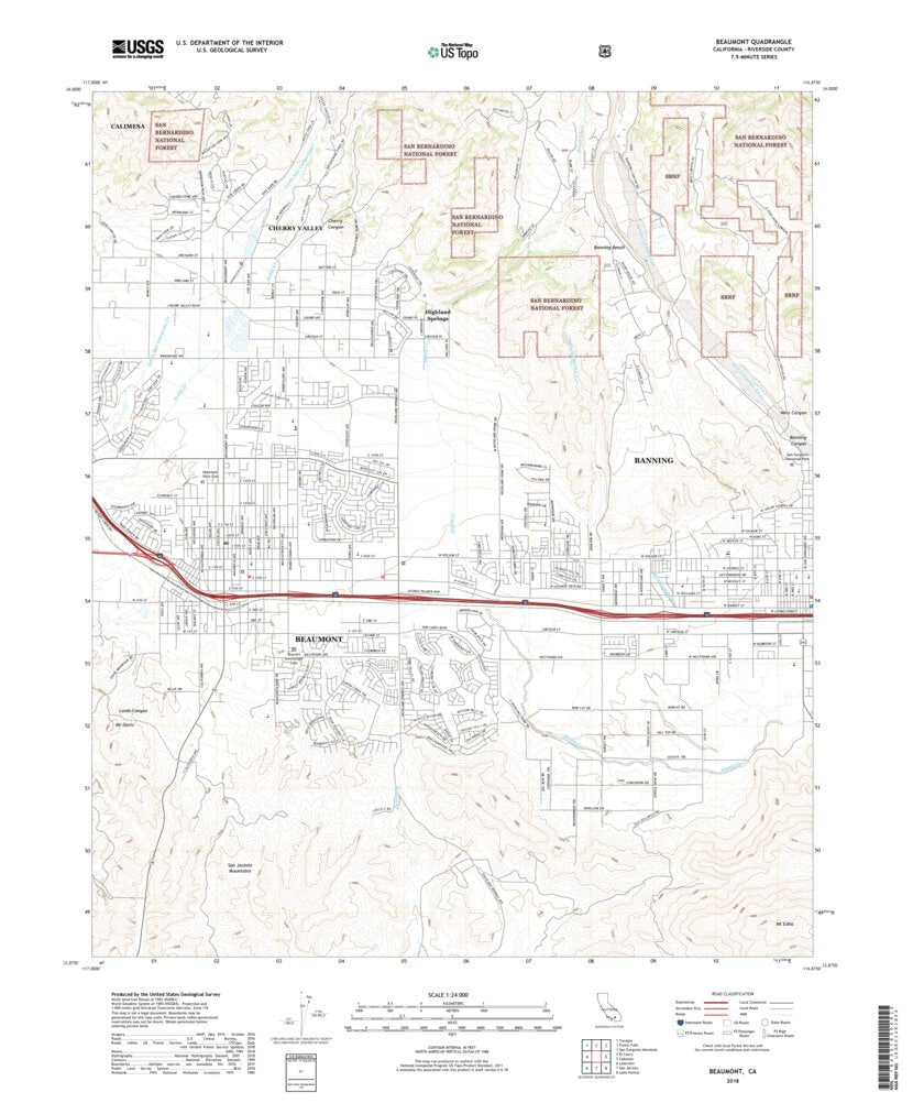 Beaumont, CA (2018, 24000Scale) Map by United States Geological Survey