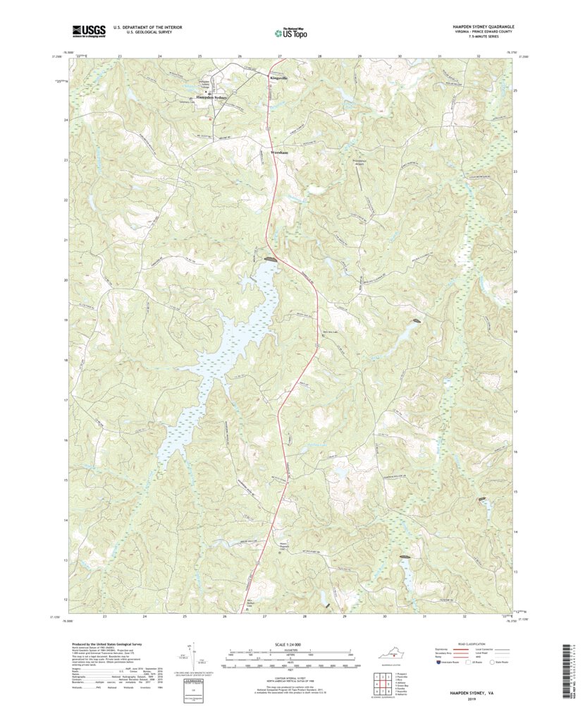 Hampden Sydney, VA (2019, 24000Scale) Map by United States Geological