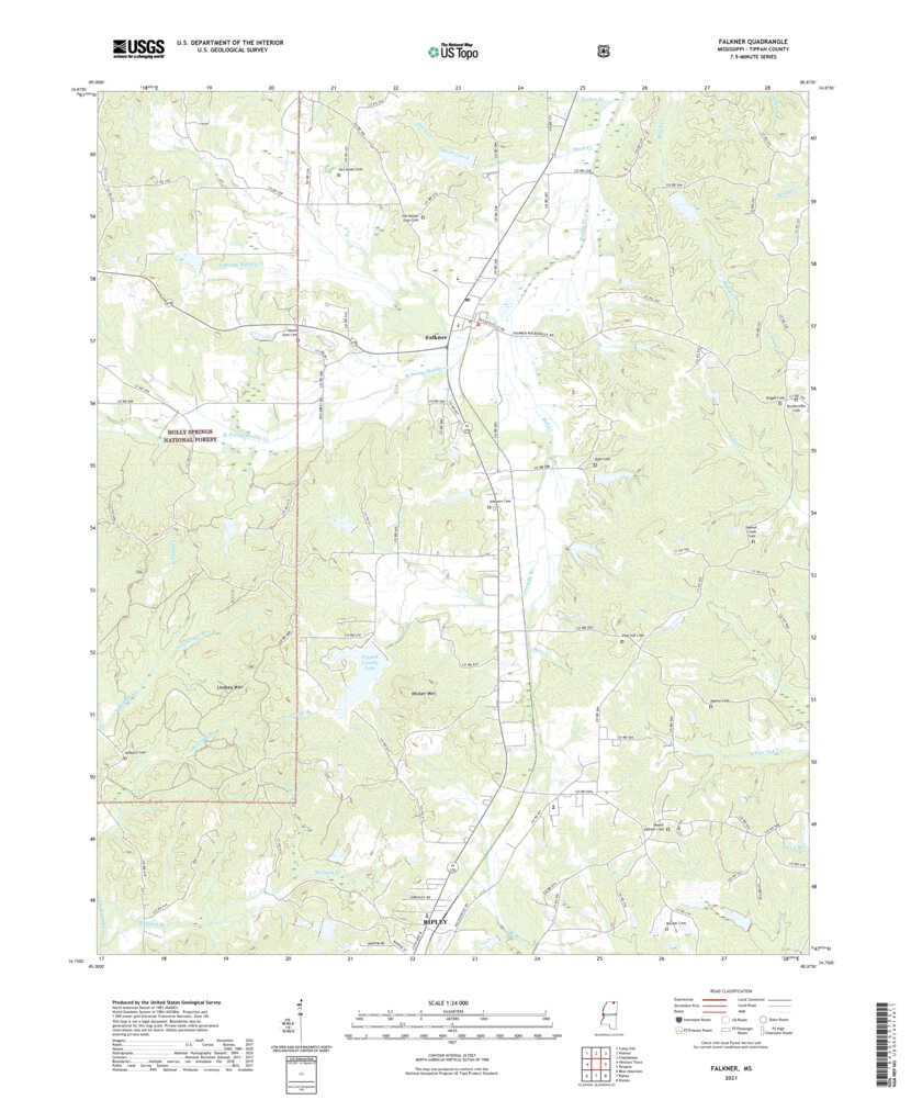 Falkner, MS (2021, 24000Scale) Map by United States Geological Survey