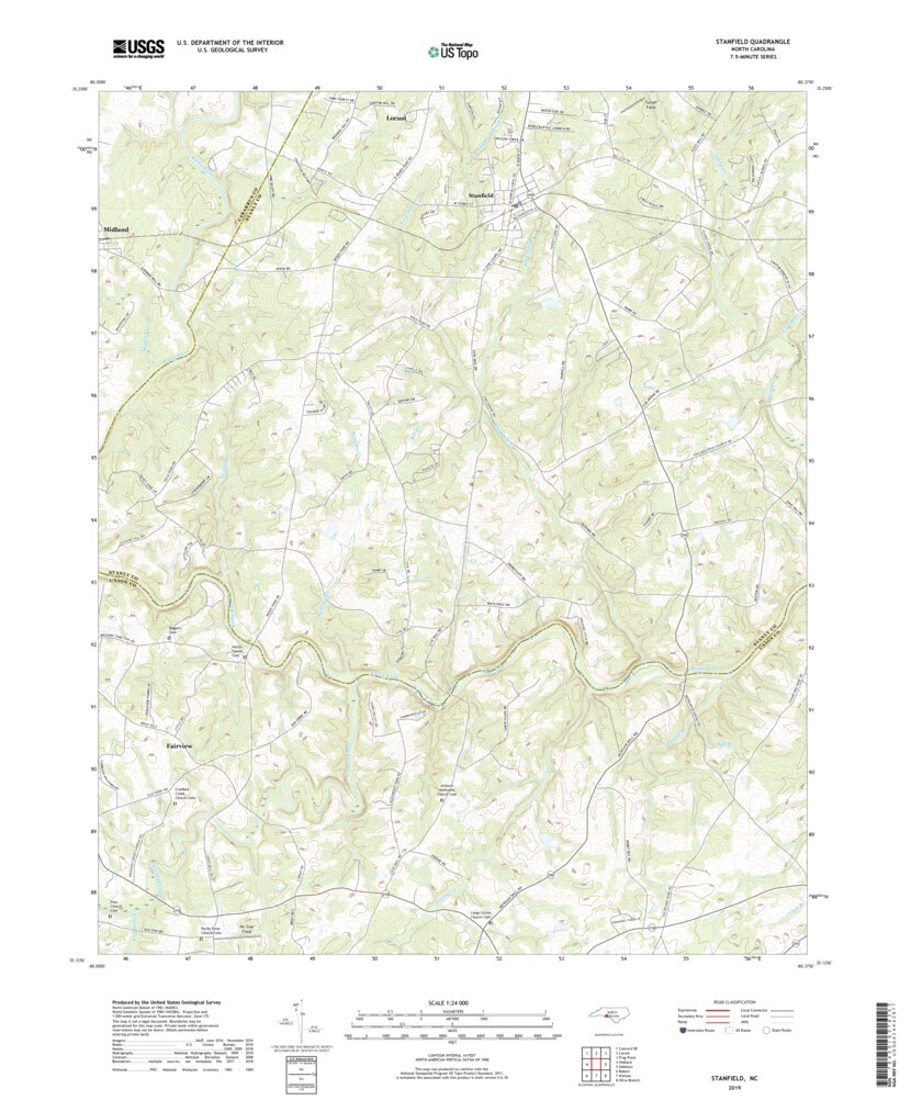 Stanfield, NC (2019, 24000Scale) Map by United States Geological