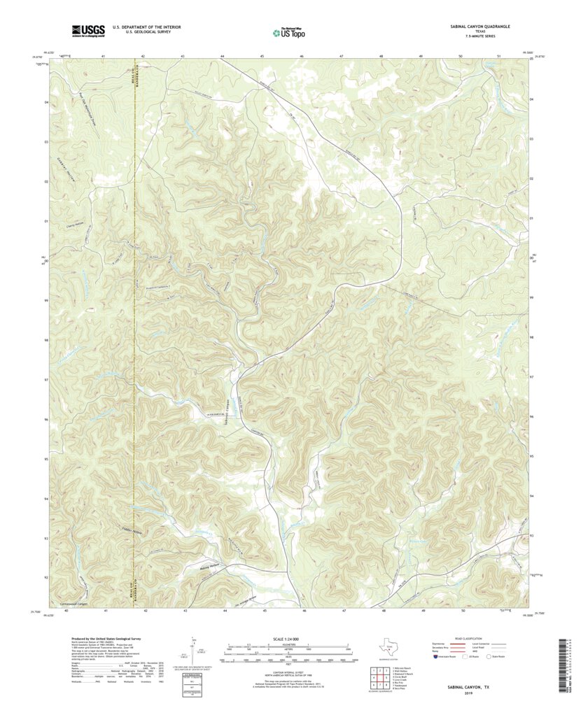 Sabinal Canyon, TX (2019, 24000Scale) Map by United States Geological