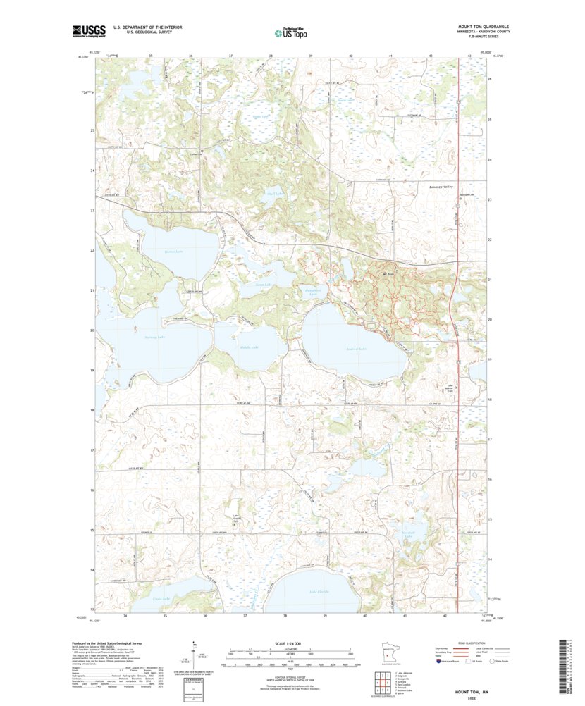 Mount Tom, MN (2022, 24000Scale) Map by United States Geological
