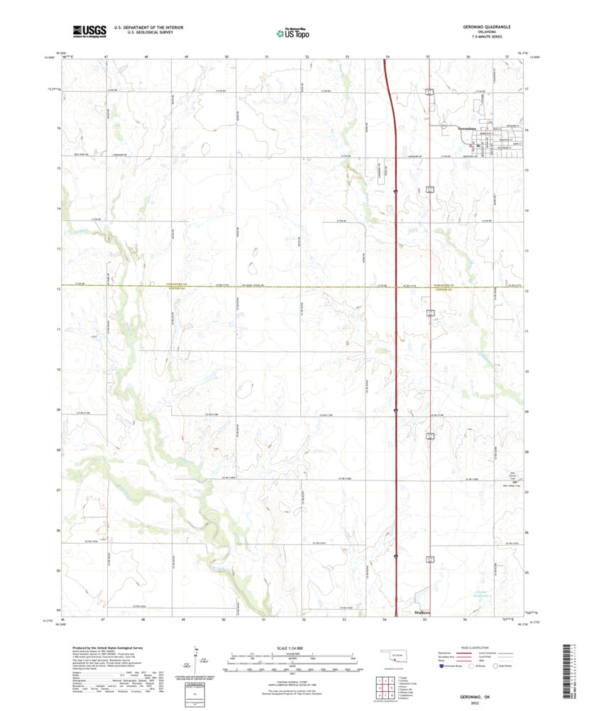 Geronimo, OK (2022, 24000Scale) Map by United States Geological Survey
