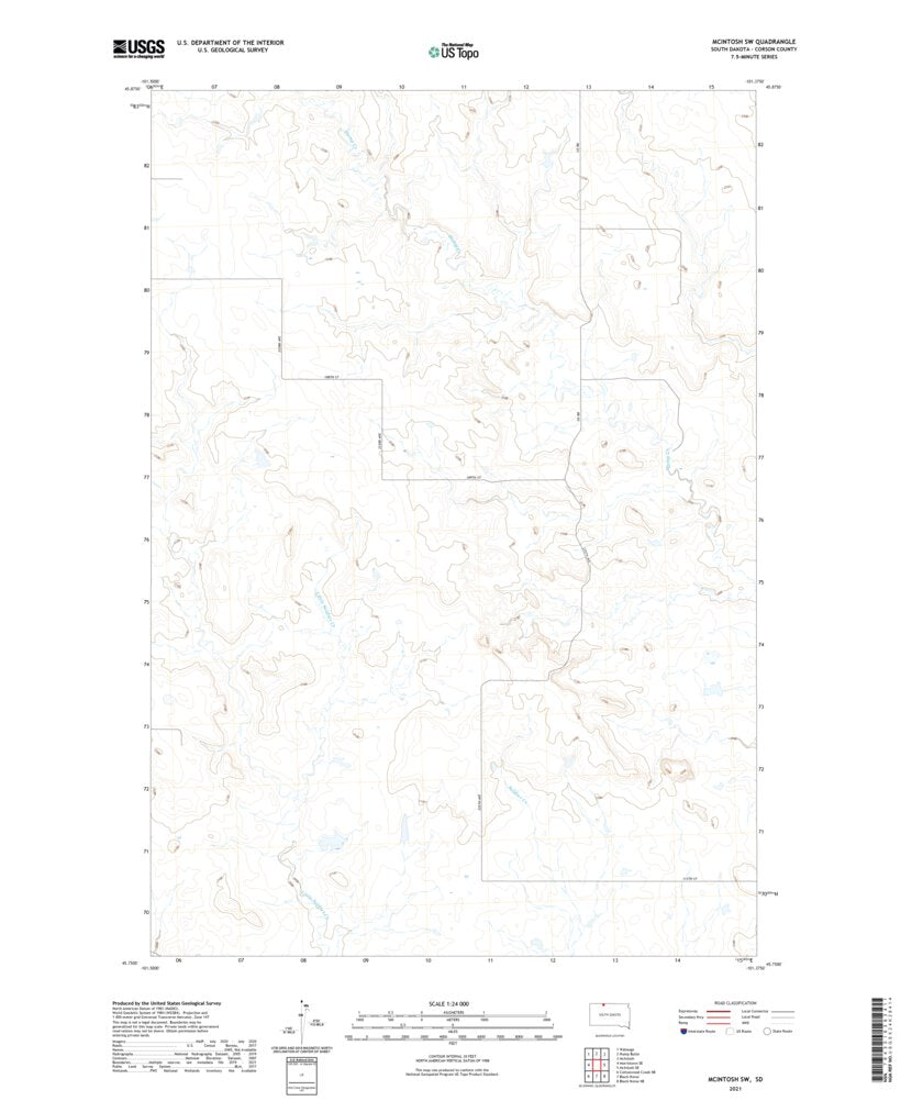 McIntosh SW, SD (2021, 24000Scale) Map by United States Geological