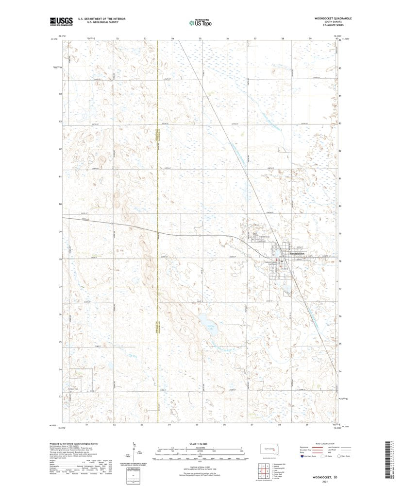 Woonsocket, SD (2021, 24000Scale) Map by United States Geological