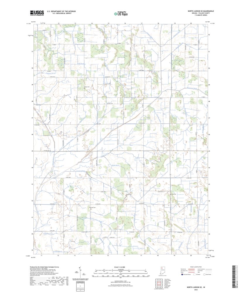 North Judson SE, IN (2022, 24000Scale) Map by United States Geological