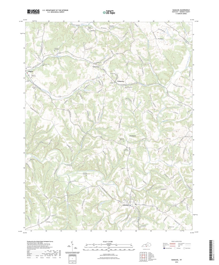 Gamaliel, KY (2022, 24000Scale) Map by United States Geological Survey