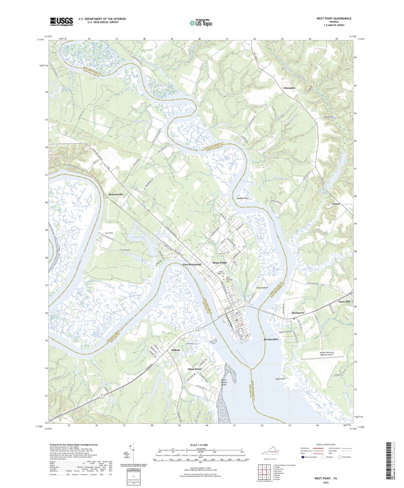 West Point, VA (2022, 24000Scale) Map by United States Geological